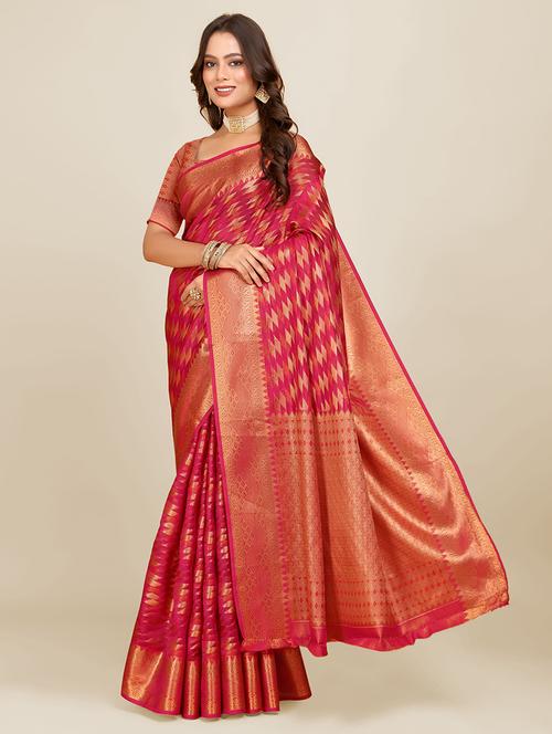 women printed zari bordered saree - 21696600 - Very Small Image - 1