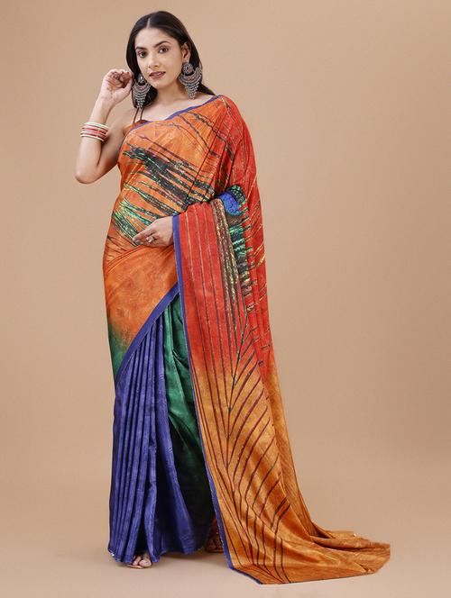women multi color printed saree - 21696729 - Very Small Image - 1