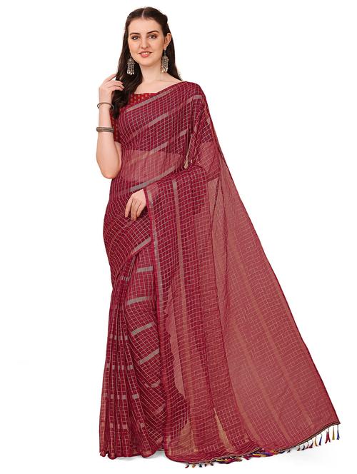 women checkered kota doria saree - 21696934 - Very Small Image - 1