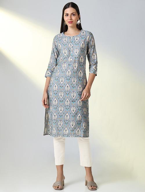 women three quarter sleeve straight kurta - 21696954 - Very Small Image - 1