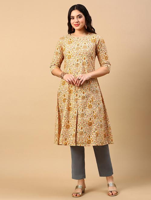 women three quarter sleeve a-line kurta - 21696963 - Very Small Image - 1