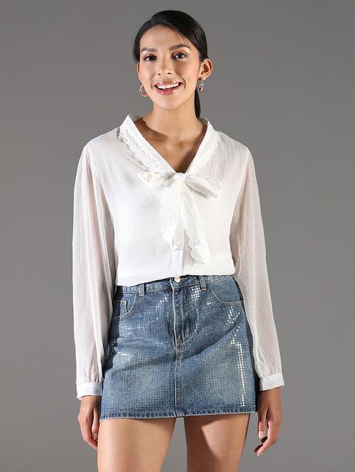 women white solid long sleeve regular top - 21697013 - Very Small Image - 1