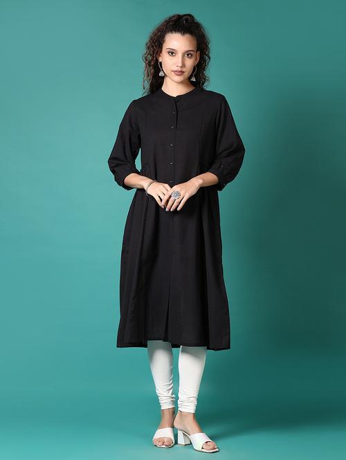 women solid three quarter sleeve a-line kurta - 21697631 - Very Small Image - 1