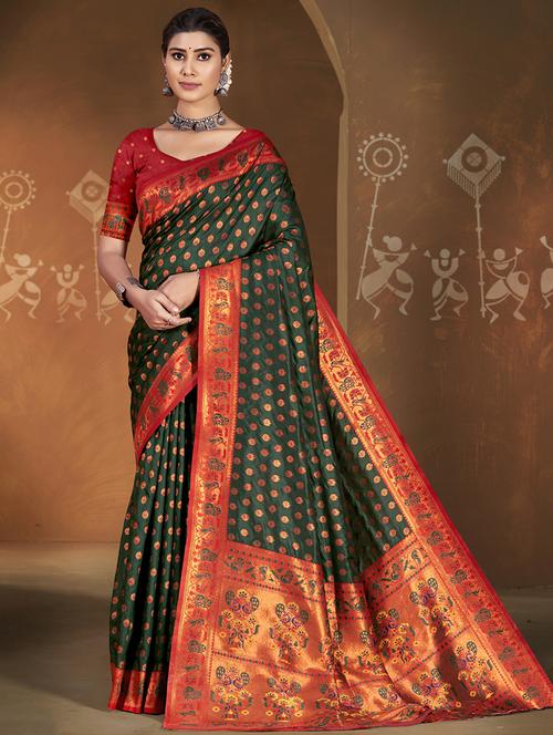 women self design kanjivaram saree with blouse - 21697855 - Very Small Image - 1
