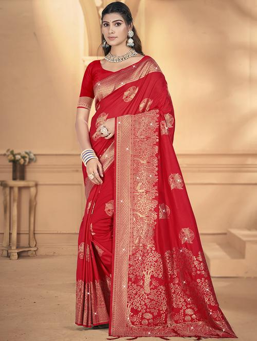 women self design banarasi saree with blouse - 21697892 - Very Small Image - 1