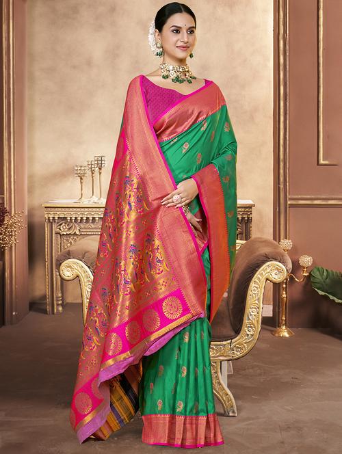 women self design banarasi saree with blouse - 21697923 - Very Small Image - 1