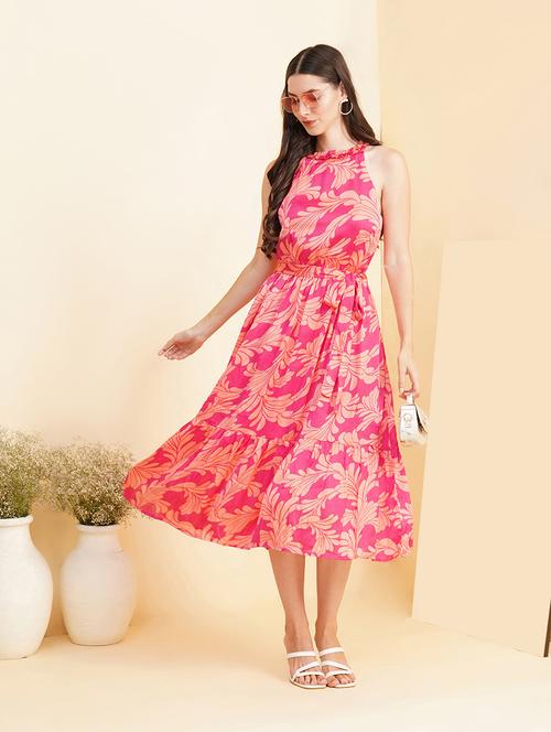 women printed halter neck tiered dress - 21697938 - Very Small Image - 1