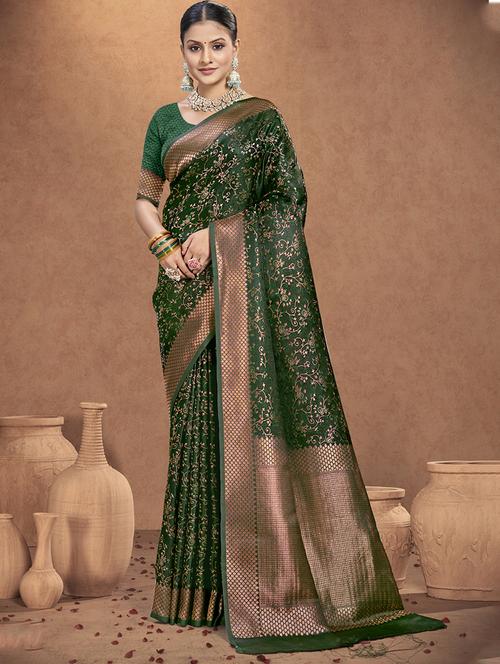 women self design banarasi saree with blouse - 21698400 - Very Small Image - 1
