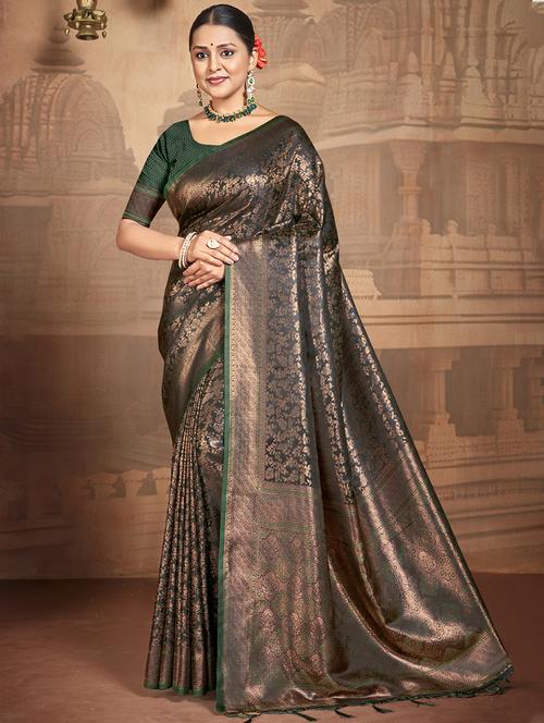 women self design banarasi saree with blouse - 21698413 - Very Small Image - 1