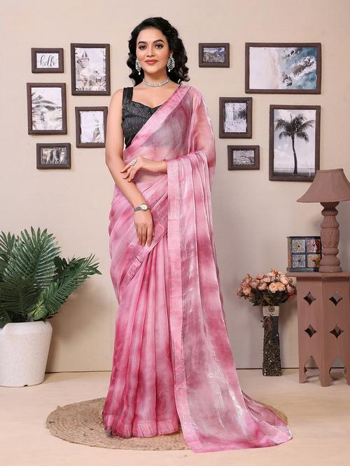 women printed embellished saree with blouse - 21698591 - Very Small Image - 1