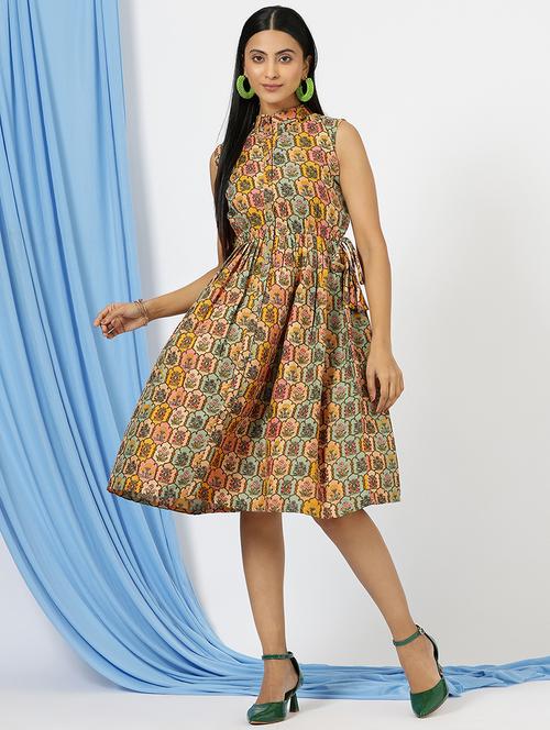 women floral printed sleeveless fit & flare dress - 21698756 - Very Small Image - 1