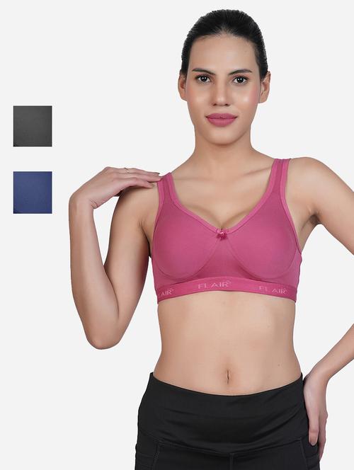 women pack of 3 solid sports bra combo - 21699145 - Very Small Image - 1