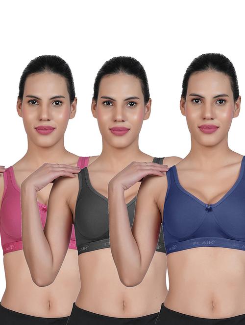 women pack of 3 solid sports bra combo - 21699155 - Very Small Image - 1