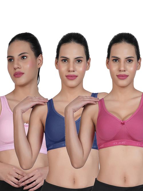 women pack of 3 solid sports bra combo - 21699161 - Very Small Image - 1