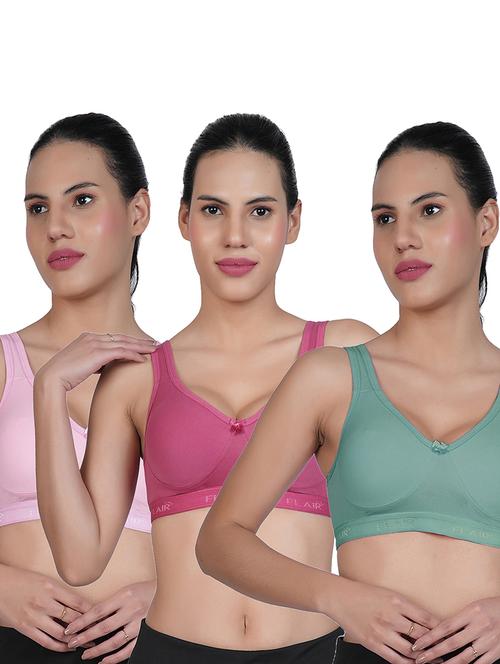 women pack of 3 solid sports bra combo - 21699162 - Very Small Image - 1