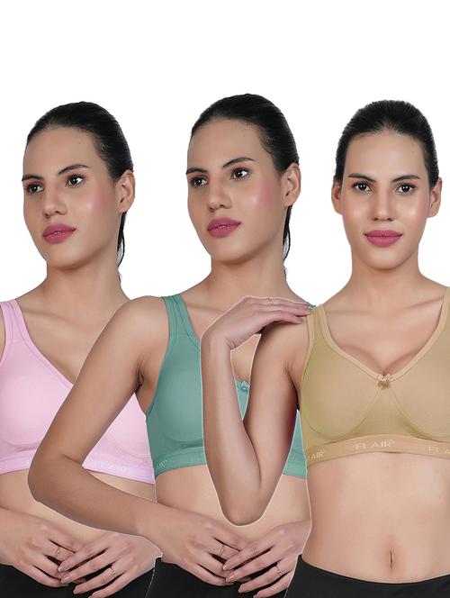 women pack of 3 solid sports bra combo - 21699163 - Very Small Image - 1