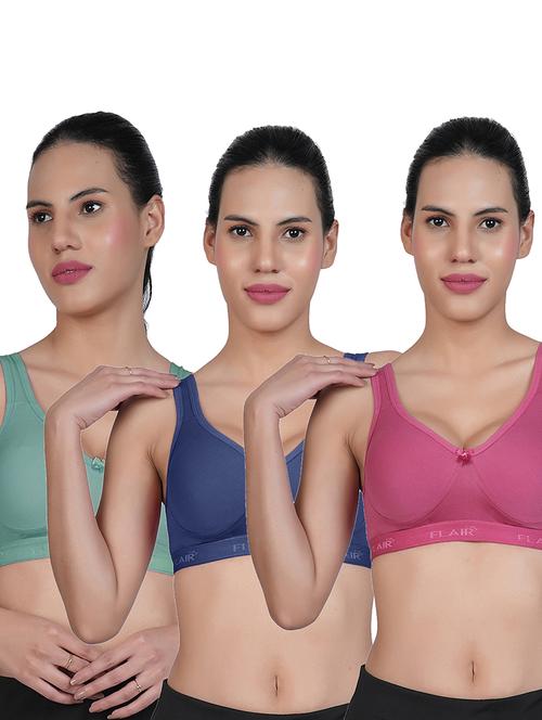 women pack of 3 solid sports bra combo - 21699166 - Very Small Image - 1