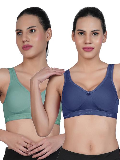 women pack of 2 solid sports bra combo - 21699196 - Very Small Image - 1