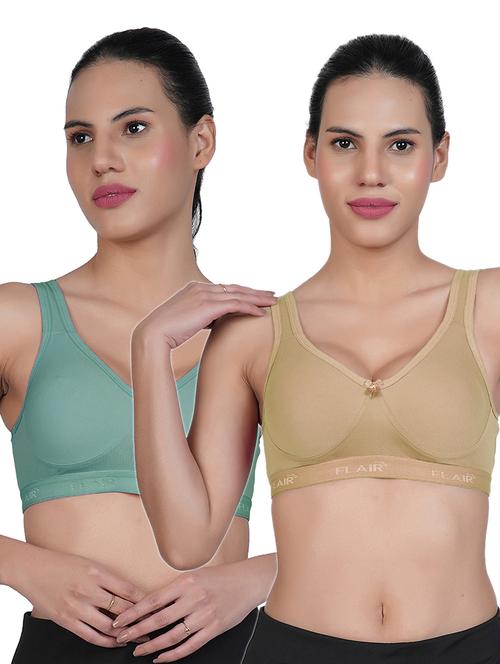 women pack of 2 solid sports bra combo - 21699199 - Very Small Image - 1