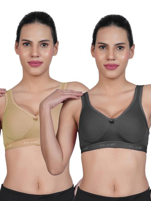 women pack of 2 solid sports bra combo - 21699200 - Very Small Image - 1