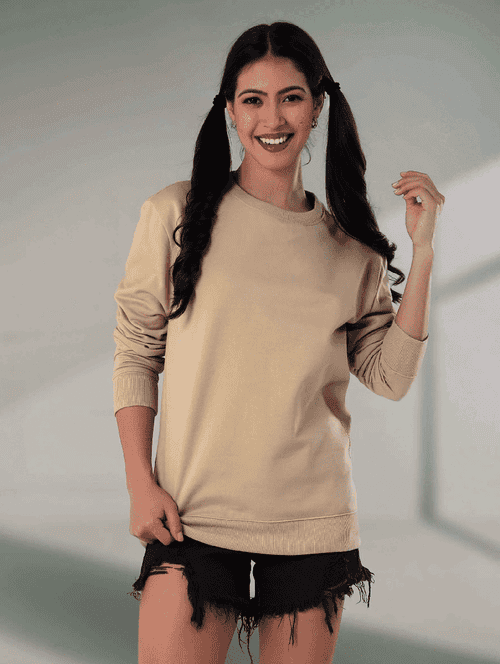 khaki fleece plain sweatshirt - 21699538 - Very Small Image - 1