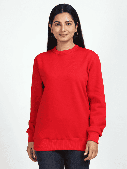 red fleece plain sweatshirt - 21699542 - Very Small Image - 1