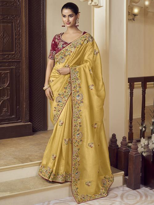 women all over embroidery work saree with blouse - 21700211 - Very Small Image - 1