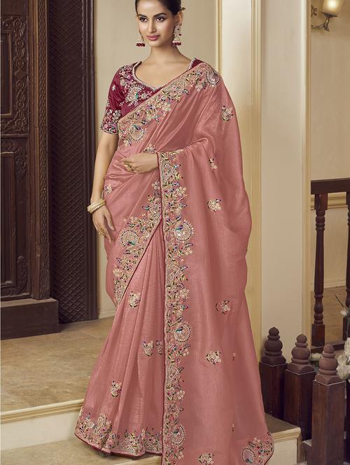 women all over embroidery work saree with blouse - 21700212 - Very Small Image - 1