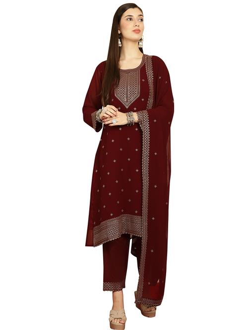 women embroidered long sleeve suit set - 21701331 - Very Small Image - 1