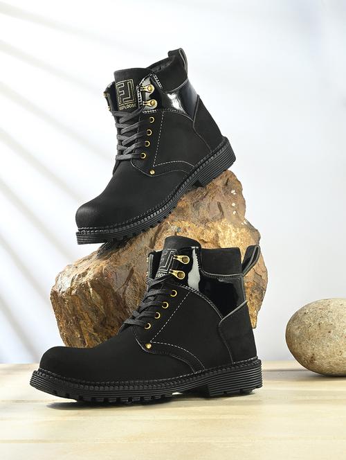 black synthetic lace up boots - 21701833 - Very Small Image - 1
