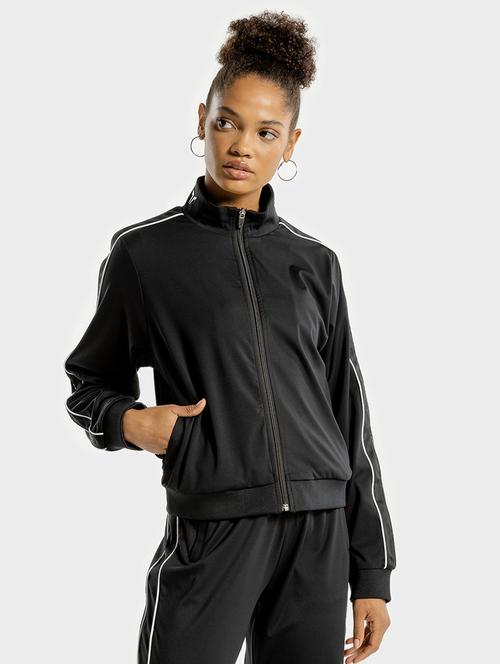 women black solid long sleeve bomber jacket - 21702255 - Very Small Image - 1