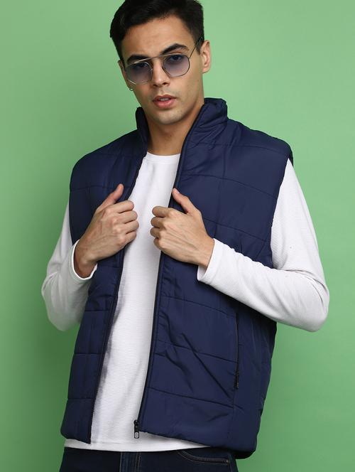 men sleeveless solid puffer jacket - 21702581 - Very Small Image - 1