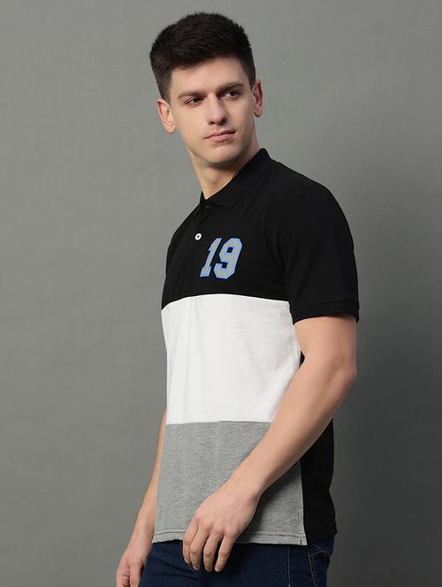 men color block short sleeve polo t-shirt - 21703120 - Very Small Image - 1