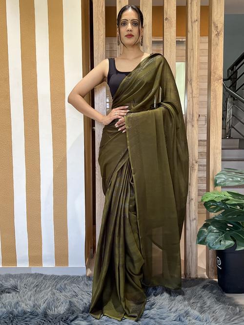 women stripes embellished saree with blouse - 21703230 - Very Small Image - 1