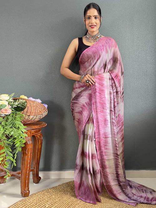 women tie & dye printed saree with blouse - 21703386 - Very Small Image - 1