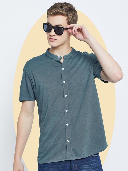 men solid short sleeves casual shirt - 21705475 - Very Small Image - 1
