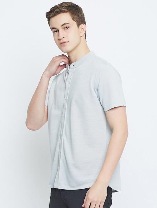 men solid short sleeves casual shirt - 21705481 - Very Small Image - 1