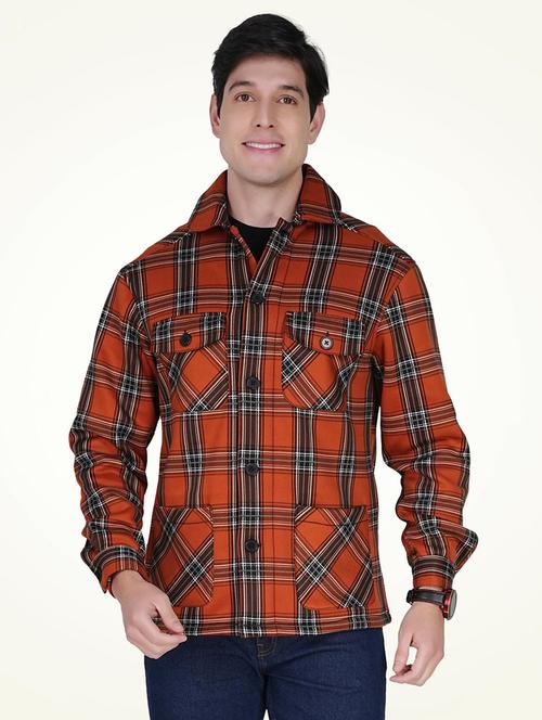 men long sleeves checkered shacket - 21706107 - Very Small Image - 1