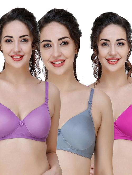 women pack of 3 solid t-shirt bra - 21706393 - Very Small Image - 1