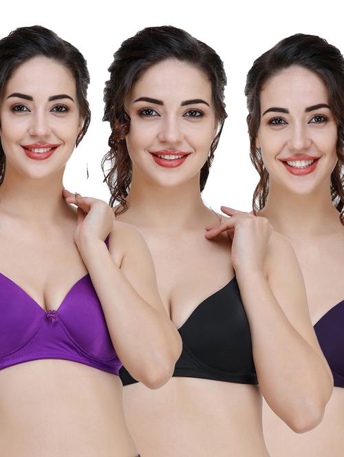 women pack of 3 solid t-shirt bra - 21706477 - Very Small Image - 1