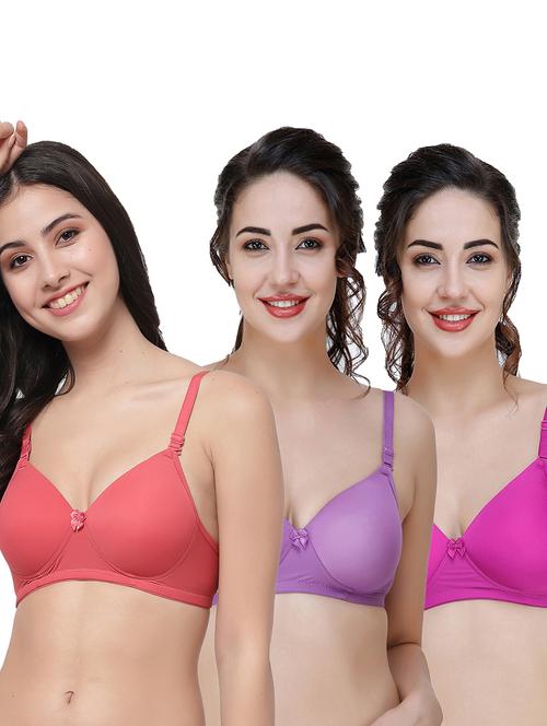 women pack of 3 solid t-shirt bra - 21706594 - Very Small Image - 1
