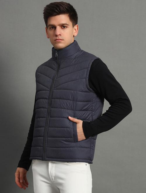 men sleeveless solid puffer jacket - 21706684 - Very Small Image - 1