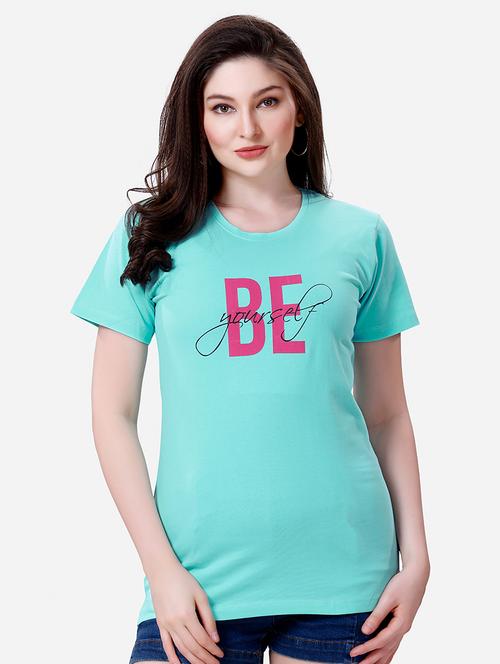 women round neck chest printed t-shirt - 21707127 - Very Small Image - 1