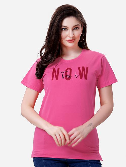 women round neck chest printed t-shirt - 21707139 - Very Small Image - 1
