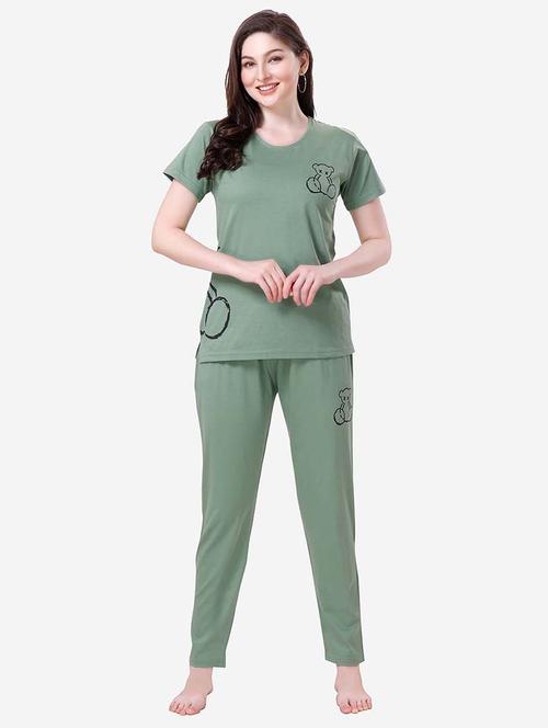 women printed nightwear t-shirt & pyjama set - 21707149 - Very Small Image - 1