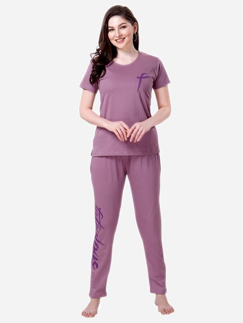 women printed nightwear t-shirt & pyjama set - 21707150 - Very Small Image - 1
