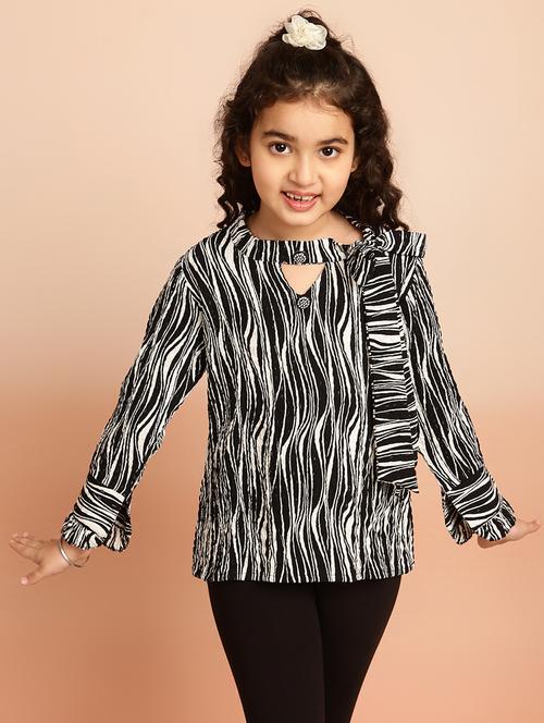 girls black printed long sleeve top - 21708034 - Very Small Image - 1
