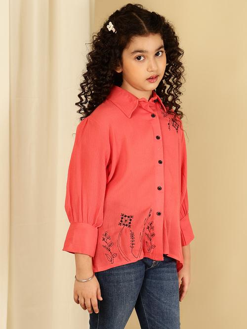 girls embroiedered bishop sleeve shirt top - 21708086 - Very Small Image - 1