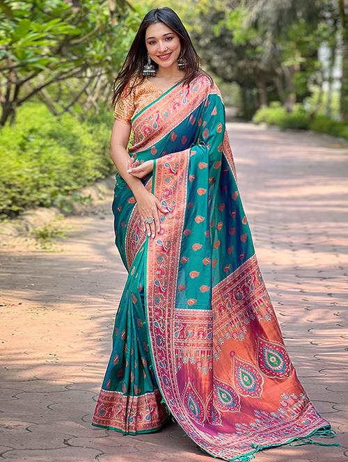 women self design paithani saree with blouse - 21708455 - Very Small Image - 1