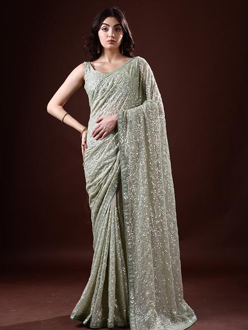 women sequined work saree with blouse - 21708480 - Very Small Image - 1